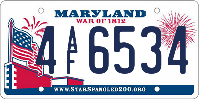 MD license plate 4AF6534