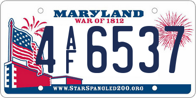 MD license plate 4AF6537