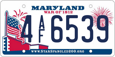 MD license plate 4AF6539