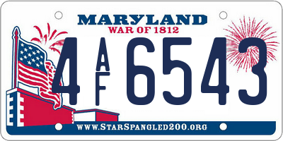 MD license plate 4AF6543