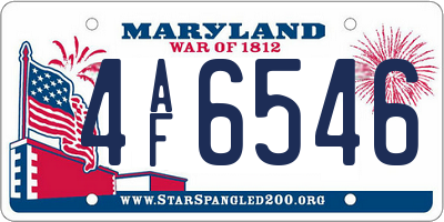 MD license plate 4AF6546