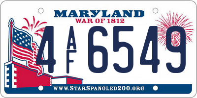 MD license plate 4AF6549