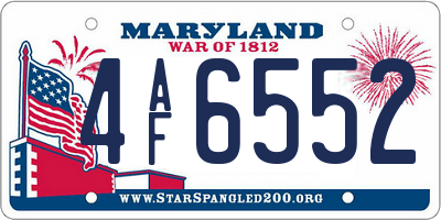 MD license plate 4AF6552
