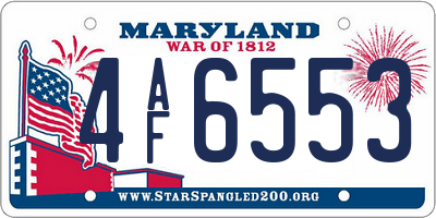 MD license plate 4AF6553