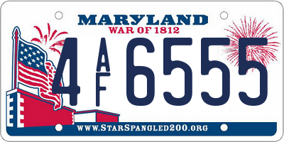 MD license plate 4AF6555