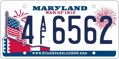 MD license plate 4AF6562