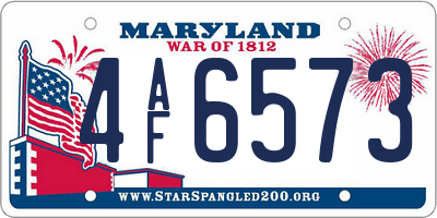 MD license plate 4AF6573