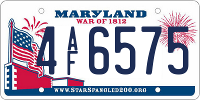MD license plate 4AF6575