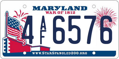 MD license plate 4AF6576