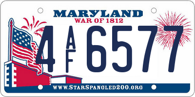 MD license plate 4AF6577