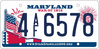 MD license plate 4AF6578