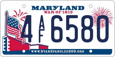 MD license plate 4AF6580