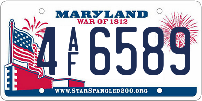 MD license plate 4AF6589