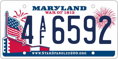 MD license plate 4AF6592
