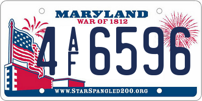 MD license plate 4AF6596