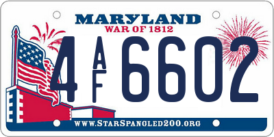 MD license plate 4AF6602