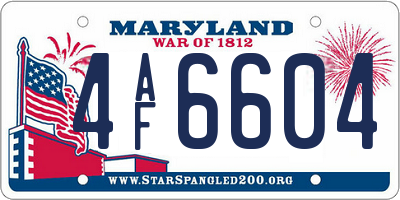 MD license plate 4AF6604