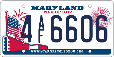 MD license plate 4AF6606