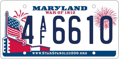 MD license plate 4AF6610