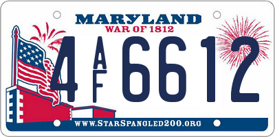 MD license plate 4AF6612