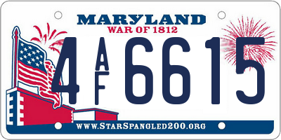 MD license plate 4AF6615