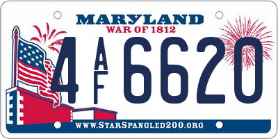 MD license plate 4AF6620