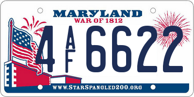 MD license plate 4AF6622