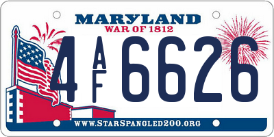 MD license plate 4AF6626