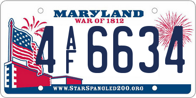 MD license plate 4AF6634