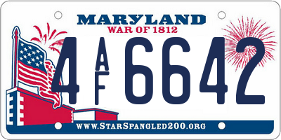 MD license plate 4AF6642