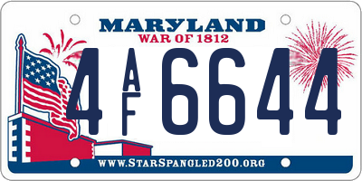 MD license plate 4AF6644