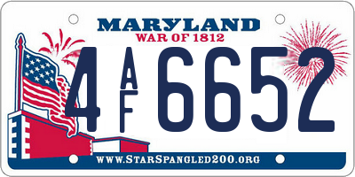 MD license plate 4AF6652