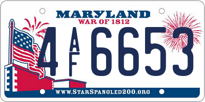 MD license plate 4AF6653