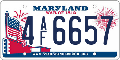 MD license plate 4AF6657
