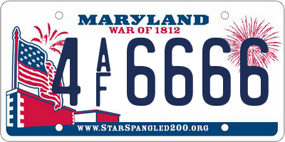 MD license plate 4AF6666