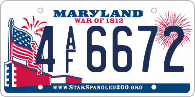 MD license plate 4AF6672