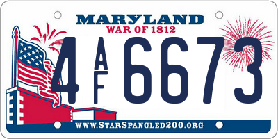 MD license plate 4AF6673