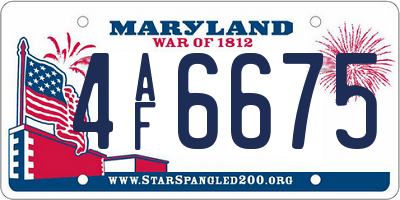 MD license plate 4AF6675