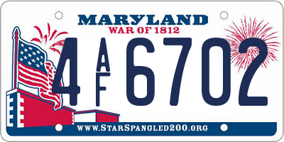 MD license plate 4AF6702
