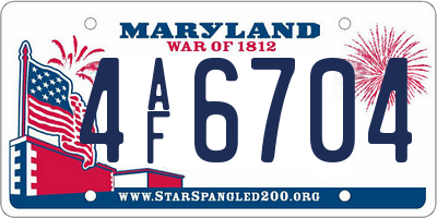 MD license plate 4AF6704