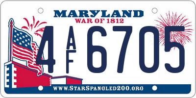 MD license plate 4AF6705