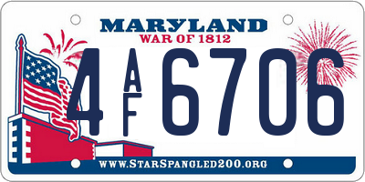 MD license plate 4AF6706