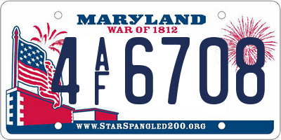 MD license plate 4AF6708