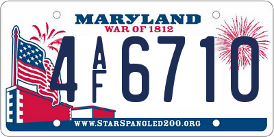 MD license plate 4AF6710