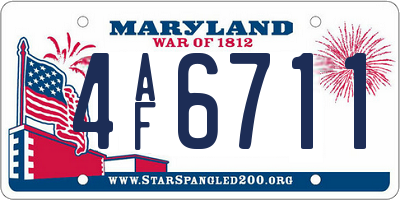 MD license plate 4AF6711