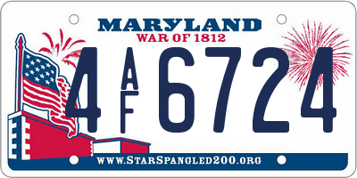 MD license plate 4AF6724