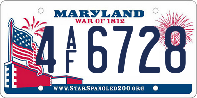 MD license plate 4AF6728