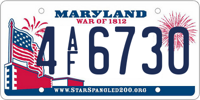 MD license plate 4AF6730