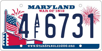MD license plate 4AF6731