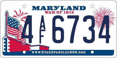 MD license plate 4AF6734